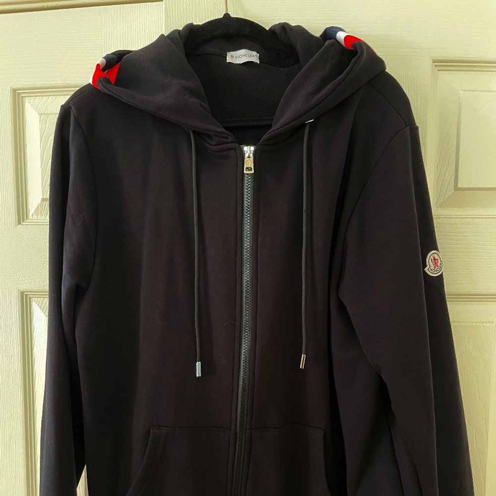 Moncler Tricolor Band Hoodie Black